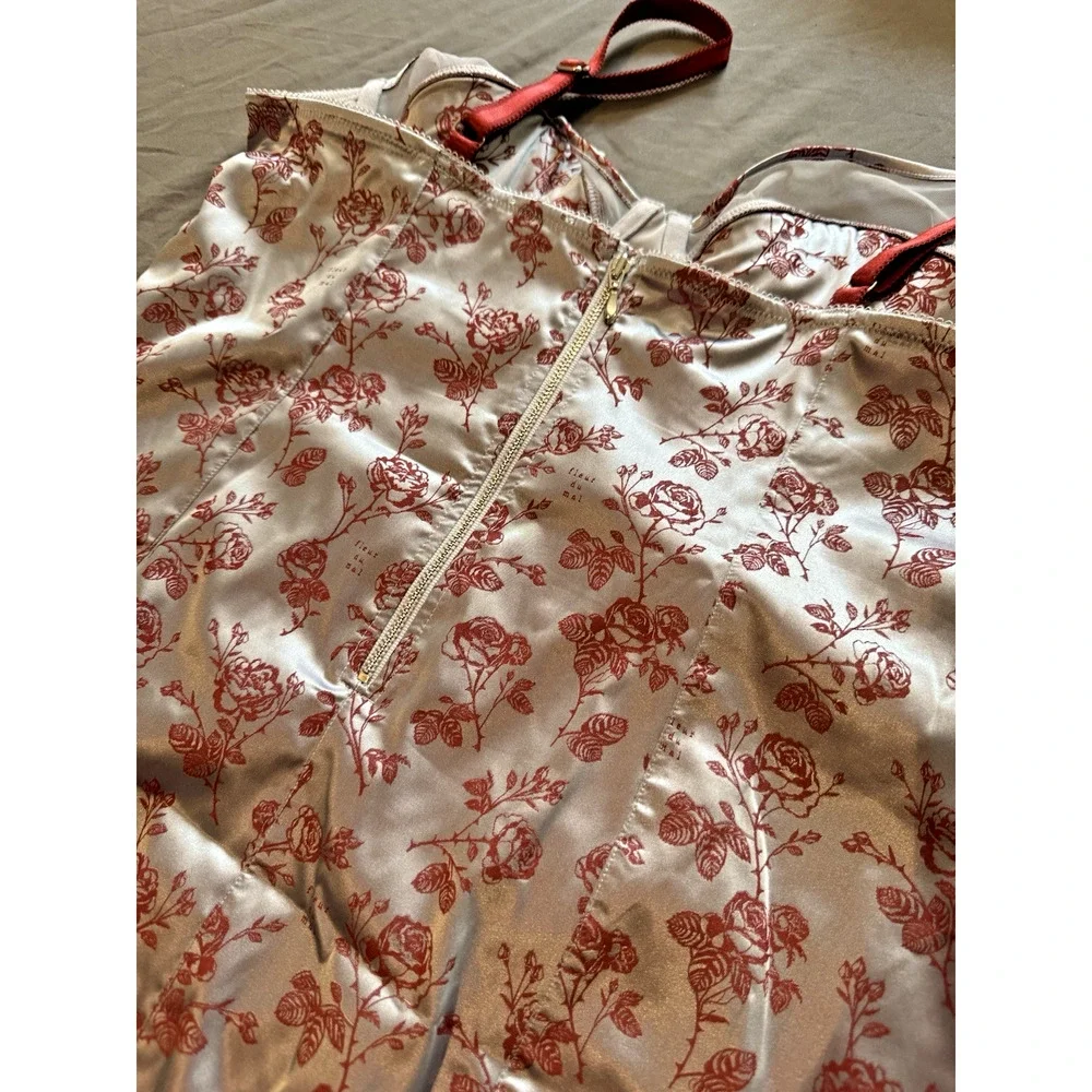 Fleur Du Mal Rose Jacquard‎ Bebe Slip Dress Size 10 Floral New Without Tags. - Picture 5 of 6